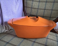 SELTEN Vintage Large 5,5L Le Creuset Raymond Loewy Coquelle orange holländischer Ofen
