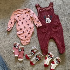 C&A Disney Minnie Mouse Strampler mit socken und Body Set gr 62 frottee Wie Neu