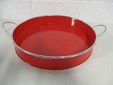 Deko 1 x Zink Tablett rot Getränke Essen Obstschale Garten Wohnung Dekoration