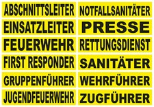 Feuerwehr Reflex Rückenschild 380 x 80 mm, mit Standart  Wunschtext, einzeilig, 