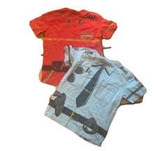 Feuerwehr tshirt Polizei tshirt set 128/134 Oberteil Set Fasching Rot Blau