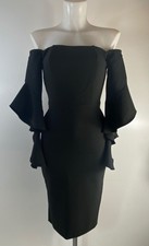 Damen Ex River Island Bardot Bodycon Kleid Größe 8 10 12