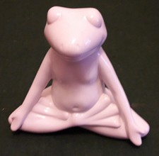 Dekofigur Yoga Frosch weiß Keramik Lotussitz Meditation 17 x 14,5 x 8 cm