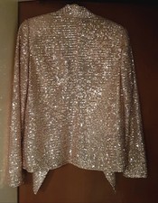 Edle Heine Pailletten Kurz Jacke Bolero Schulterjacke Gold Glitzer Gr.38