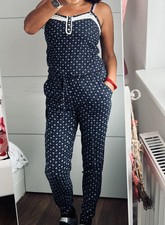 Jumpsuit/Overall von Blind Date gr.38/40, Dunkelblau/Weiß/Spitzen /Seitentaschen