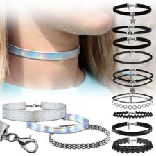 Halsband Halskette Choker Damen Kropfband Punk Gothic Leder Collier Anhänger Neu