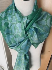 NEU Seidenschal Ponge reine Seide Untergrund grün 40x180 ‼️UNIKAT‼️