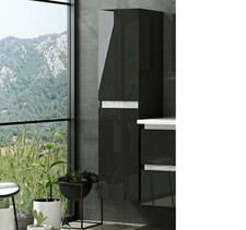 Bad Hochschrank Badezimmerschrank badmöbel Badschrank Schwarz Glänzend 110x32x30