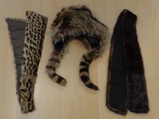 Trappermütze Waschbär Fell Mütze Pelzmütze Trapper + Pelz Streifen Kapuze Kragen