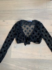 Coccinella Langärmliger Festlicher Bolero aus Tüll mit Polka-Dots Samt Gr.  M
