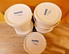 5x 10l-weise-Eimer Rund-aus  Lebensmittelbereich  Deckel weis ,blau ,rot