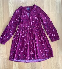 Weinrotes geblümtes Tunikakleid mit langem Arm in Größe 140