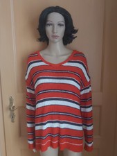 Esmara Damen Langarm Strickpullover rot weiß blau gestreift Gr. L 44 46