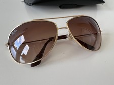 Ray-Ban Aviator Damen Sonnenbrillen, leicht gewölbt, Gold und braun