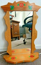 Flurspiegel Wandspiegel Holz mit Blumen verziert Holzrahmen Ablagefläche; G