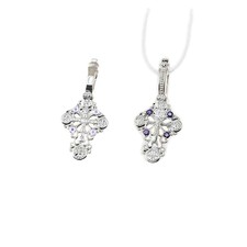 STERLING SILBER KREUZ 925 Orthodoxe Anhänger russisch 4 Lila Zirkonia4692 крест