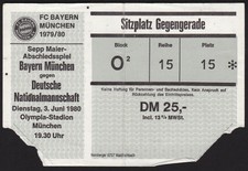 Ticket | 1980 | Bayern München v West Germany | Sepp Meier Abschiedsspiel