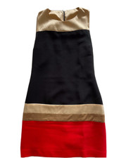 Abed Kleid SANDRO Gr. 1 wie NEU elegant schwarz rot beige Robe soirée noir rouge