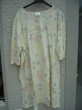 Nachthemd, Damen, Lingerie, Knopfleiste, Größe 52/54 XXL, creme, Blumenmuster