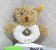 Steiff Knopf im Ohr Teddybär Baby Ring Rassel Stofftier Schnuffeltuch