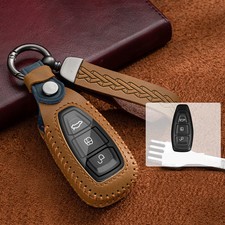 Leder Schlüsselhülle Fernbedienung Cover Schutz für Ford Focus Fiesta Kuga Braun