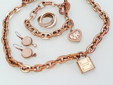 Michael Kors 4er Set Kette Schloss-Anhänger Armband Ohrringe Ring