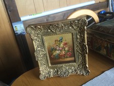 Ölgemälde  Blumen  /Goldrahmen ( Signiert A. Fichtl) München Bilderrahmen