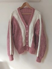 Vintage Mohair handgestrickte übergroße Strickjacke / für Fans von Sezane / Gr. 10-14
