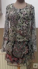 DESIGUAL bezauberndes Volant-Kleid Paisley sanfte Herbstfarben Tüll Gr L/M NEUw