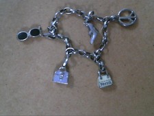 Silber Armband mit Anhängern u.a. Fossil