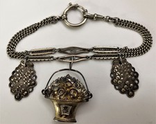 Trachtenschmuck - silberfarbige Uhrenkette für Taschenuhr