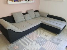 Ecksofa - Eckcouch - Wohnzimmer - grau & schwarz