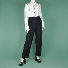 VINTAGE 90er schwarz hochtaillierte Retro Grunge Hose Damenhose klein S 8 10