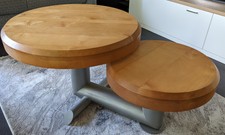 Tisch mit 2 Massiv-Holzplatten und  Edelstahluntergestell