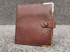 1980's Vintage Rolled Gold Ecke Leder Geld Geldbörse Lizard Grain, Braun & Hellbraun