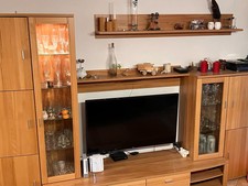 Schrankwand Wohnzimmer beleuchtet teilmassiv gebraucht