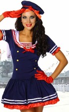 Maritimes Kostüm-Set Matrose Fasching Kleid mit  Mütze Gr.S/M  wie neu