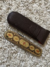 Altes Taschenmesser in Leder Etui verziert Solingen