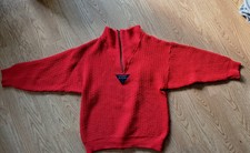 Creamare Herren Pullover Trojer Seemannspullover/100% Schurwolle Rot/Blau Gr.46