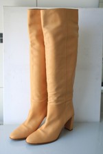 Zara Leder Slouch Stiefel Schlupfstiefel Beige Cammel Cognac ohne RV 40 wie neu