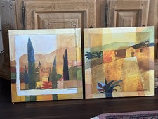 2 Schöne mediterrane Bilder Leinwand und Signatur 