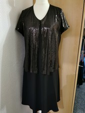 Abendkleid Ball Hochzeit Schwarz Pailletten Elegant Gr. 46 