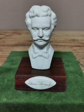 Lindner? Porzellanbüste auf Holzsockel Johann Strauss, BISQUIT, Signiert Wien