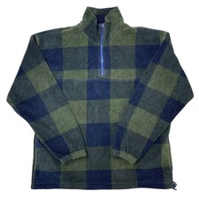 CAPE ISLE STRICKER HERREN GRÜN BLAU KARIERT WINTER POLARVLIES PULLOVER GRÖSSE M