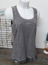 Tredy Stone Wash Tanktop Spitze Shirt Gr. 42 Strass steine Neuwertig