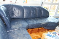 Ledercouch/Eckcouch/Ecksofa blaues Leder gebraucht