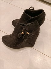 Keilabsatz Schuhe Samt Schwarz Gr. 36
