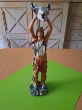 Indianer mit Büffelschädel, Statue/Figur, Western Deko