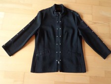 DEVERNOIS Strickjacke Cardigan Vintage Woll-Mix Gr 44 schwarz mit Reißverschluss