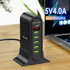 5 Port USB Ladestation DC5V Schnell Dockingstation Ladegerät Charger iPad Phone